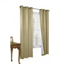 Commonwealth Home Fashions - Commonwealth Thermalogic Weather Insulated Cotton Fabric Tab Panels Pair - 160x84" - Khaki