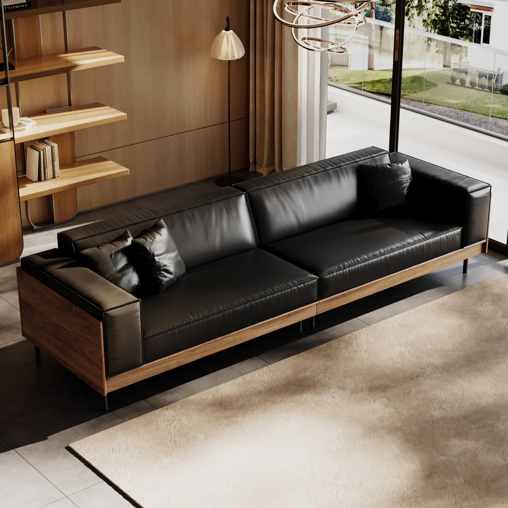 luck idea Modern Leather Sofa 106.3