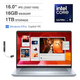 Dell - Inspiron 16 Plus 7640 Laptop 16.0 WQXGA (Intel Ultra 9-185H, 16GB LPDDR5X, 1TB SSD, Win 11 Pro) w/USB Hub - Ice Blue