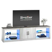 Bestier LED Entertainment Center for Living Rooms Fits TVs up to 75 Inches - White - Front_Zoom