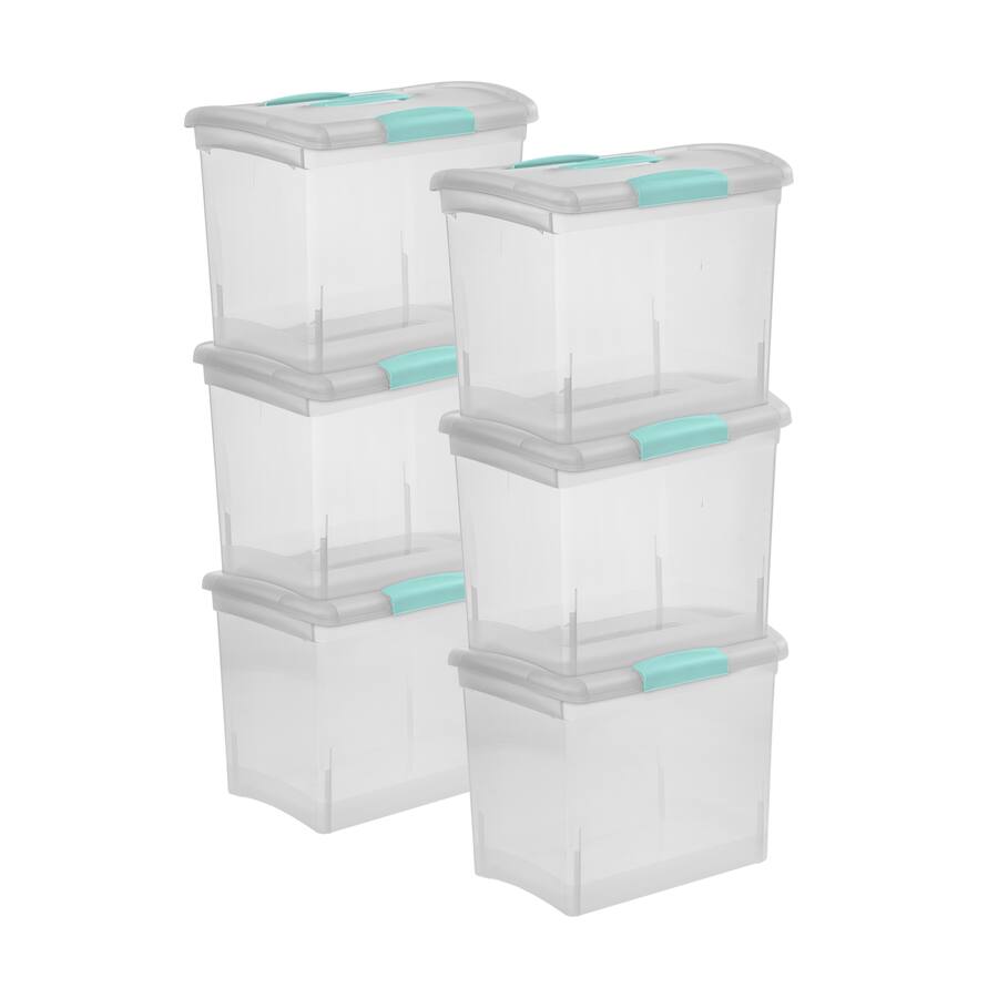 Sterilite Large Nesting ShowOffs, Stackable Clear File Box with Lid, (6 ...