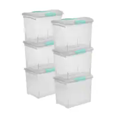 Front. Sterilite - Sterilite Large Nesting ShowOffs, Stackable Clear File Box with Lid, (6 Pack).