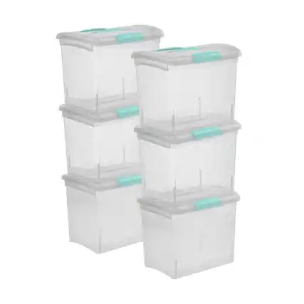 Front. Sterilite - Sterilite Large Nesting ShowOffs, Stackable Clear File Box with Lid, (6 Pack).