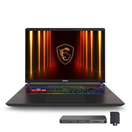 Front. MSI - MSI Vector 16" QHD+ Gaming Laptop,Ultra 9-275HX,RTX 5080,16GB RAM,1TB SSD+1TB Dock Set,Backlit Keyboard,Win 11 Pro,Gray - Gray.