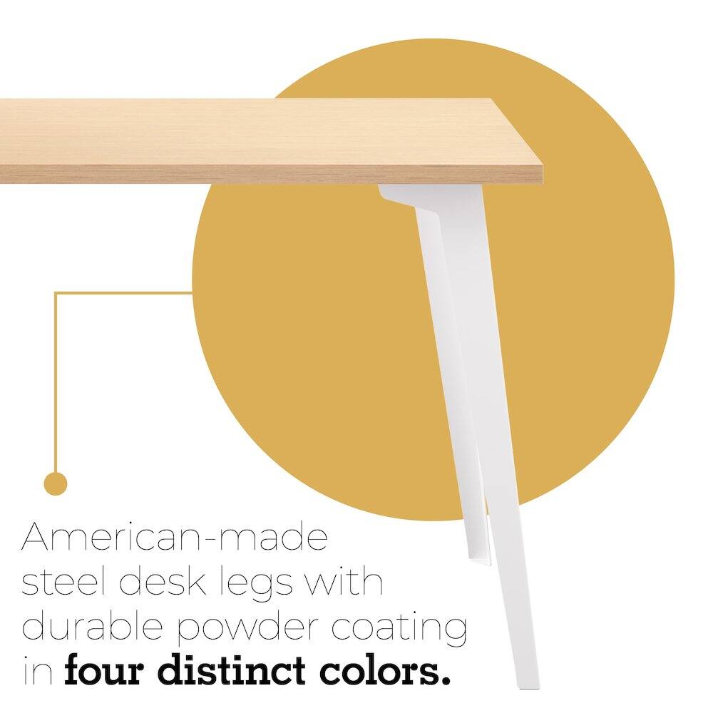 American-made steel desk legs with durable powder coating in four distinct colors.