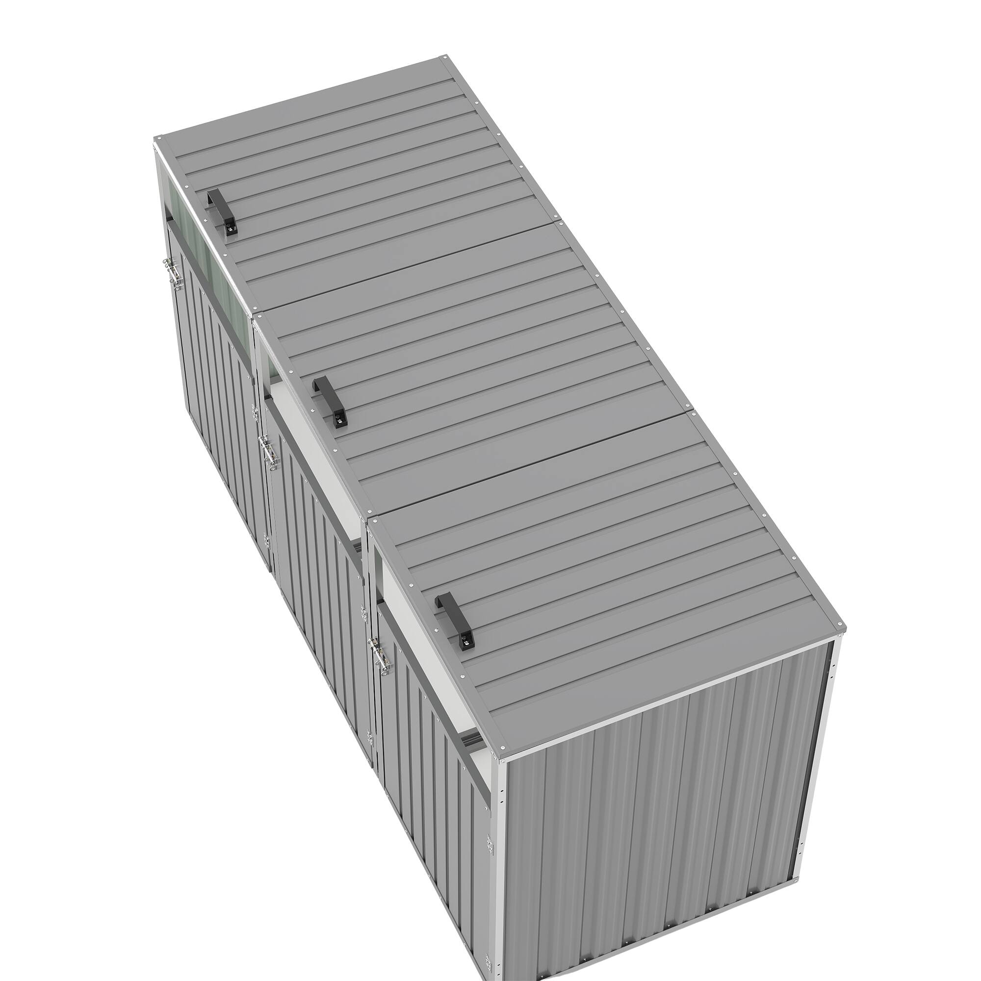 Alt View 7. Mondawe - 3 Trash Garbage Bin Shed Stores with Pneumatic Support Rod,Lockable Doors & Waterproof Lid Chain - Light Gray.