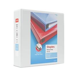 Staples - Heavy Duty 3" 3-Ring View Binders, D-Ring, 4/Pack - White