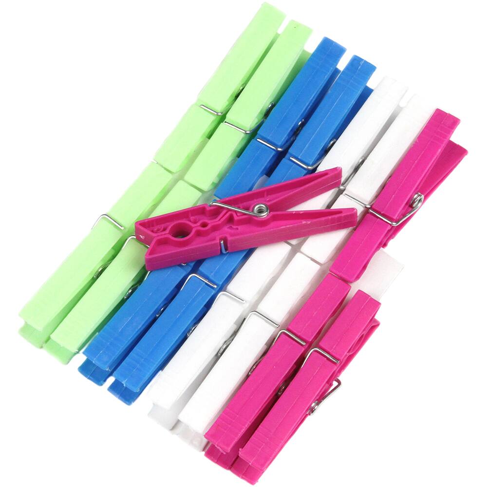 Front. Chef Craft - 16-Piece Plastic Clothespins - Pink, White, Blue, and Green.