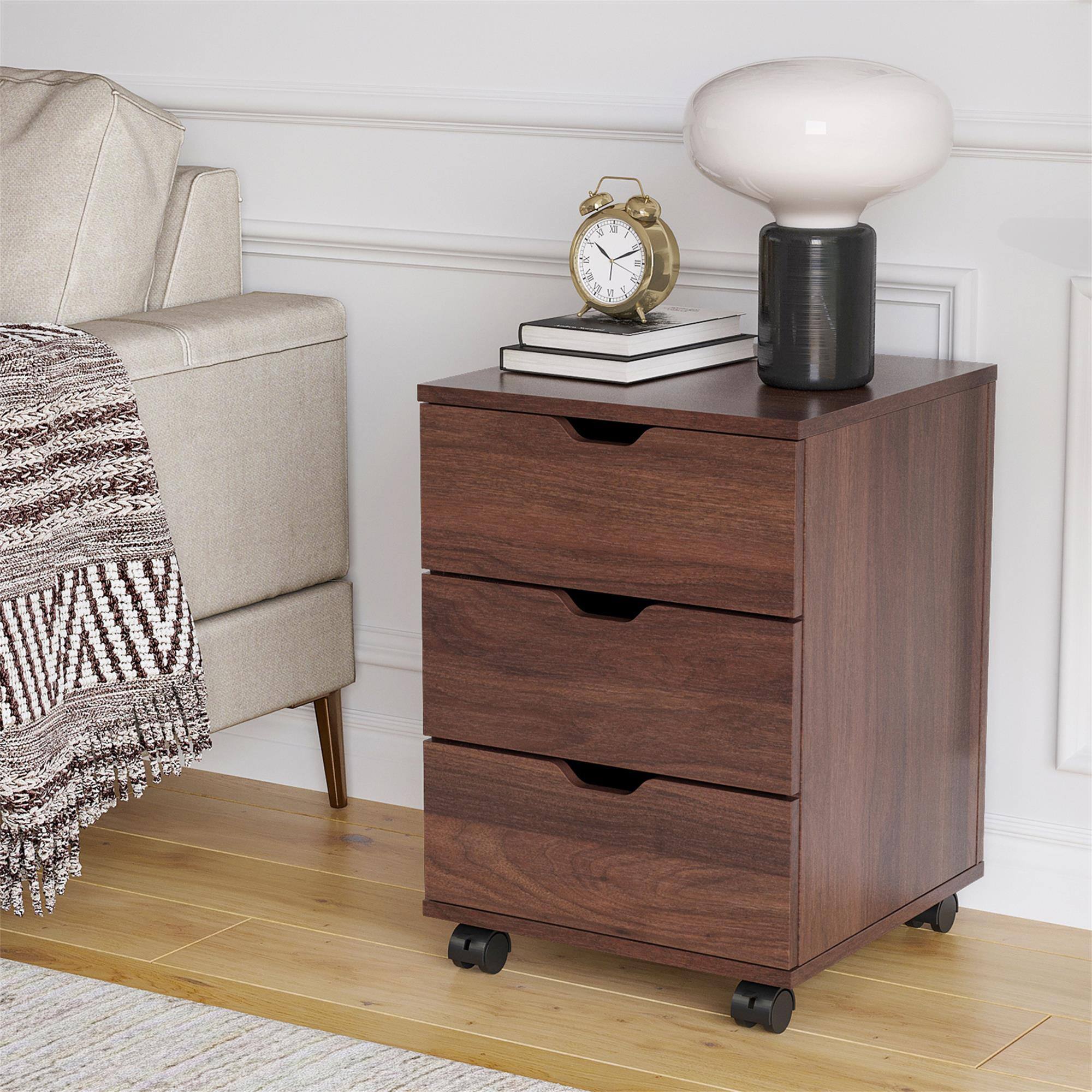 Alt View 5. Boyel Living - 3-Drawer Vertical Filing Cabinet Rolling Wood Mobile File Cabinets with Casters (Fully Assembled) - Brown.