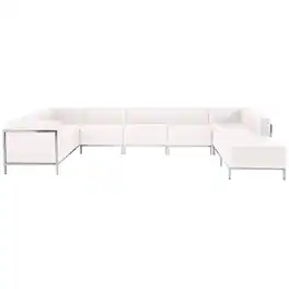 Flash Furniture - HERCULES Imagination 7-Piece U-Shape Reception Guest Chair Sectional with Ganging Clips, Model ZB-IMAG-U-SECT-SET4-WH - White