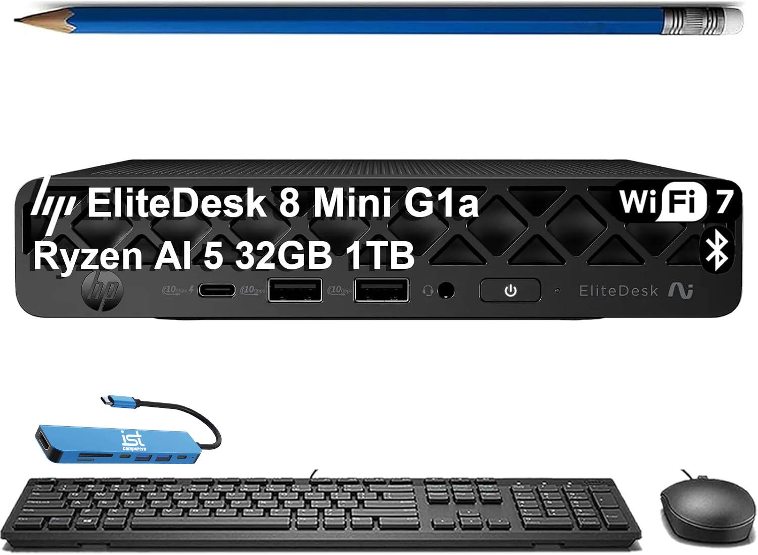 EliteDesk 8 Mini G1a Ryzen AI 5 32GB 1TB hp (10Gbe (10Gbps 10Gops Wi-Fi 7 B EliteDesk
