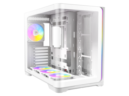 Antec - C5 Curve ARGB, 4 x 120mm ARGB PWM Fans Included, Curved Tempered Glass Front & Side Panels, Mid-Tower ATX PC Case - White