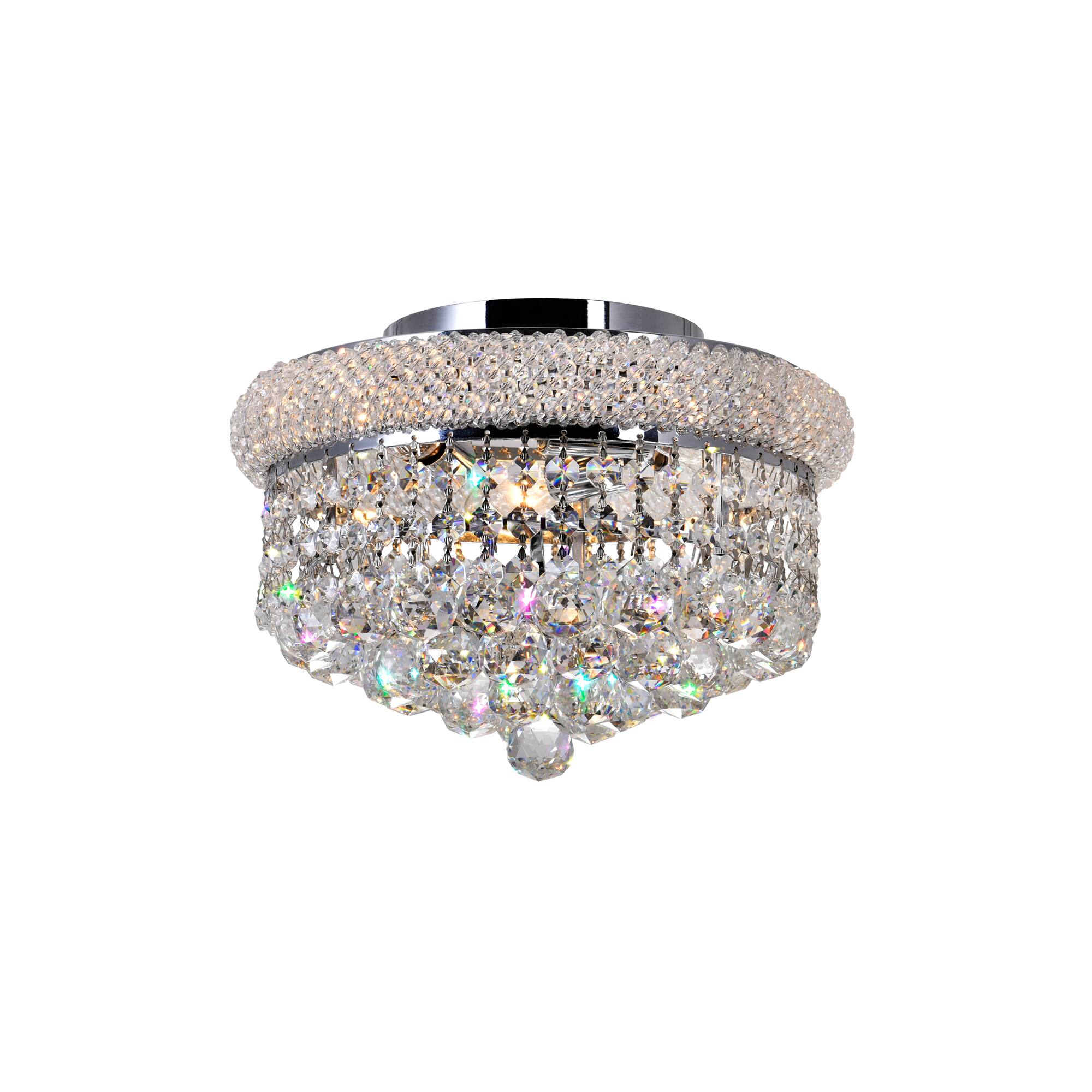 Front. CWI Lighting - Empire 3 Light Flush Mount With Chrome Finish - Chrome.