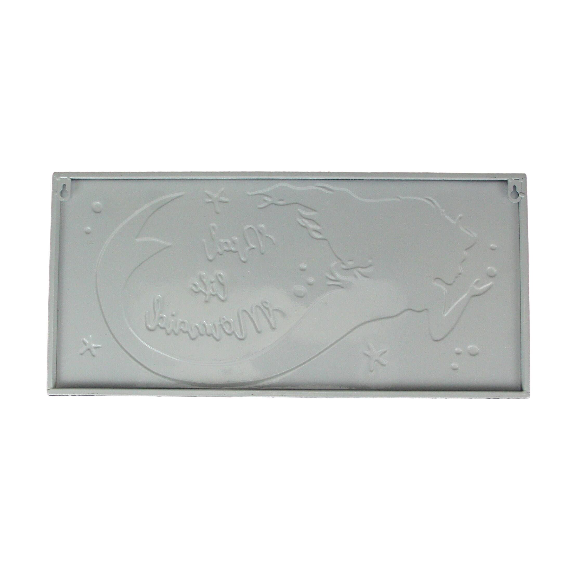 Alt View 2. J.D. Yeatts - Blue / White Enamelware Real Life Mermaid Metal Wall Sign Coastal Decor - White.