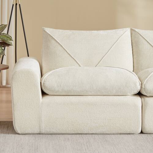 Back. Anysun - Modern Minimalist Chenille Combination Sofa – Spacious and Comfortable Living Room Loveseat for Families and Apartments - Beige.