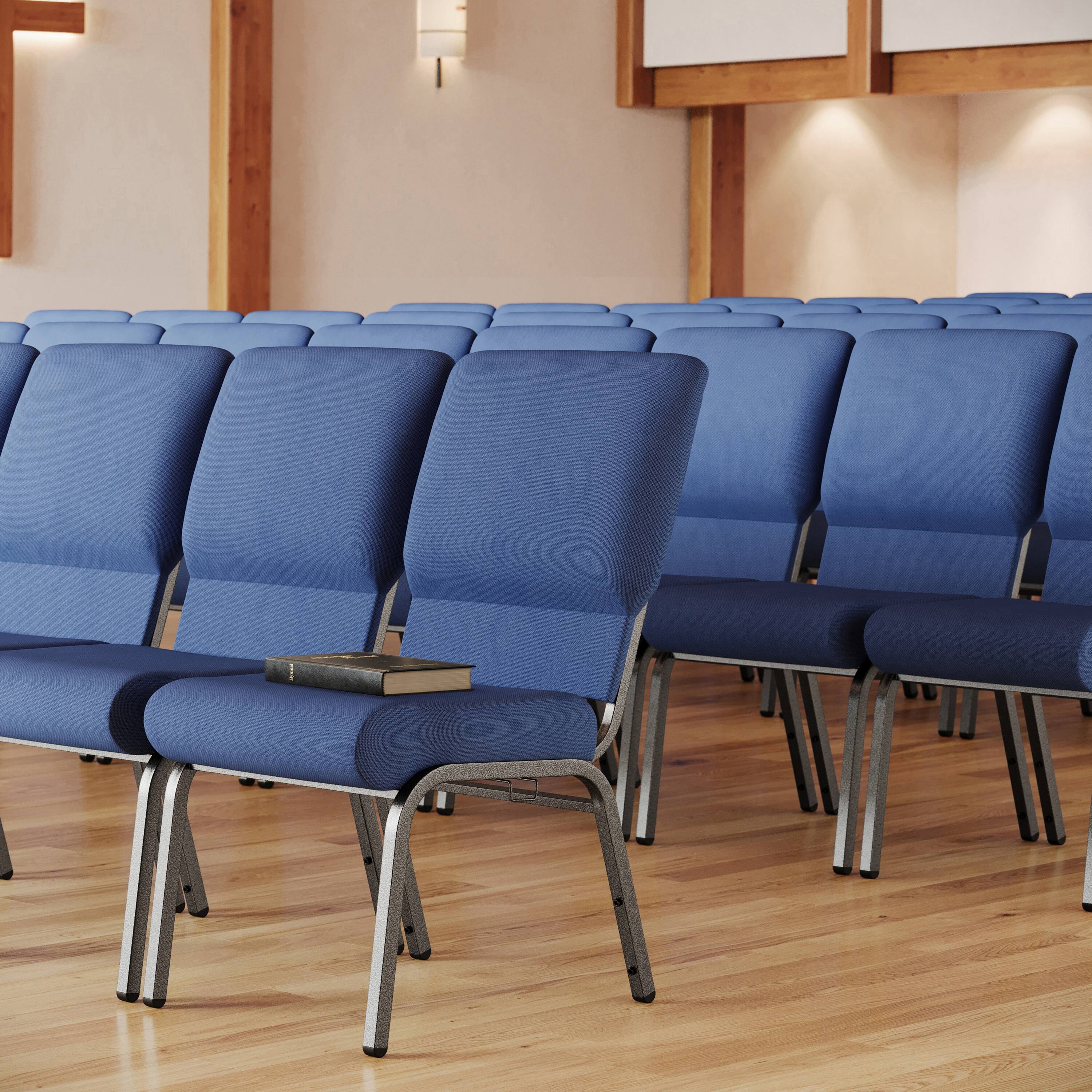 Alt View 1. Emma + Oliver - Church Chair 20.5 in. Wide - Navy Fabric/Silver Vein Frame.