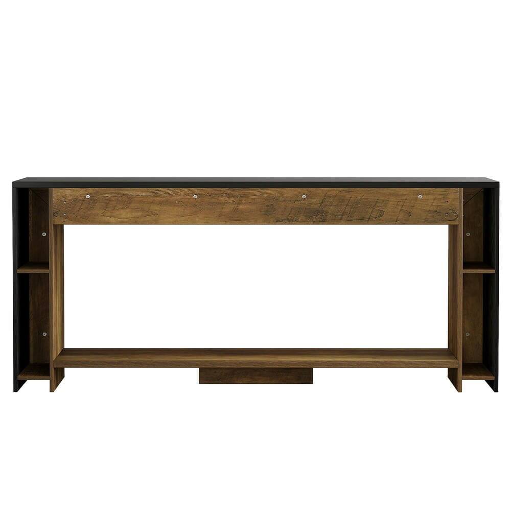 Angle. Kadyn - 70.9-Inch Long Farmhouse Console Table, 2-Tier Narrow Wooden Sofa Table with Storage - Brown.