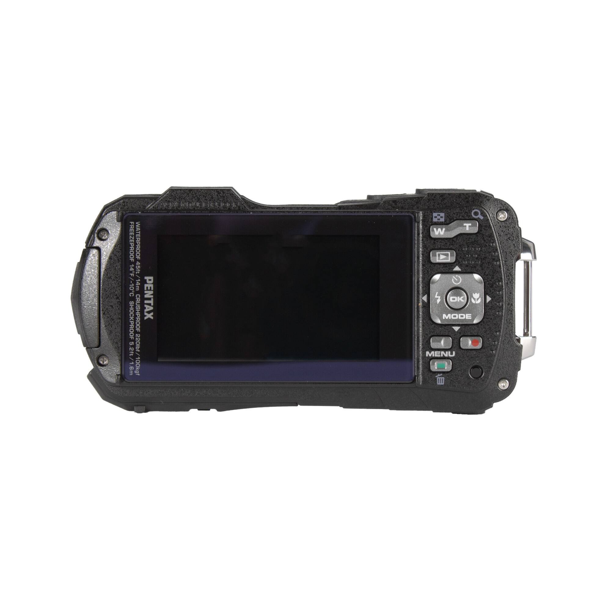 FREEZEPROOF WATERPROOF 14F 45m 0/ 14m 2 CRUSHPROOF PENTAX SHOCKPROOF .8 MIOSS /18m 100kg 2 T W - OK MODE : MENU