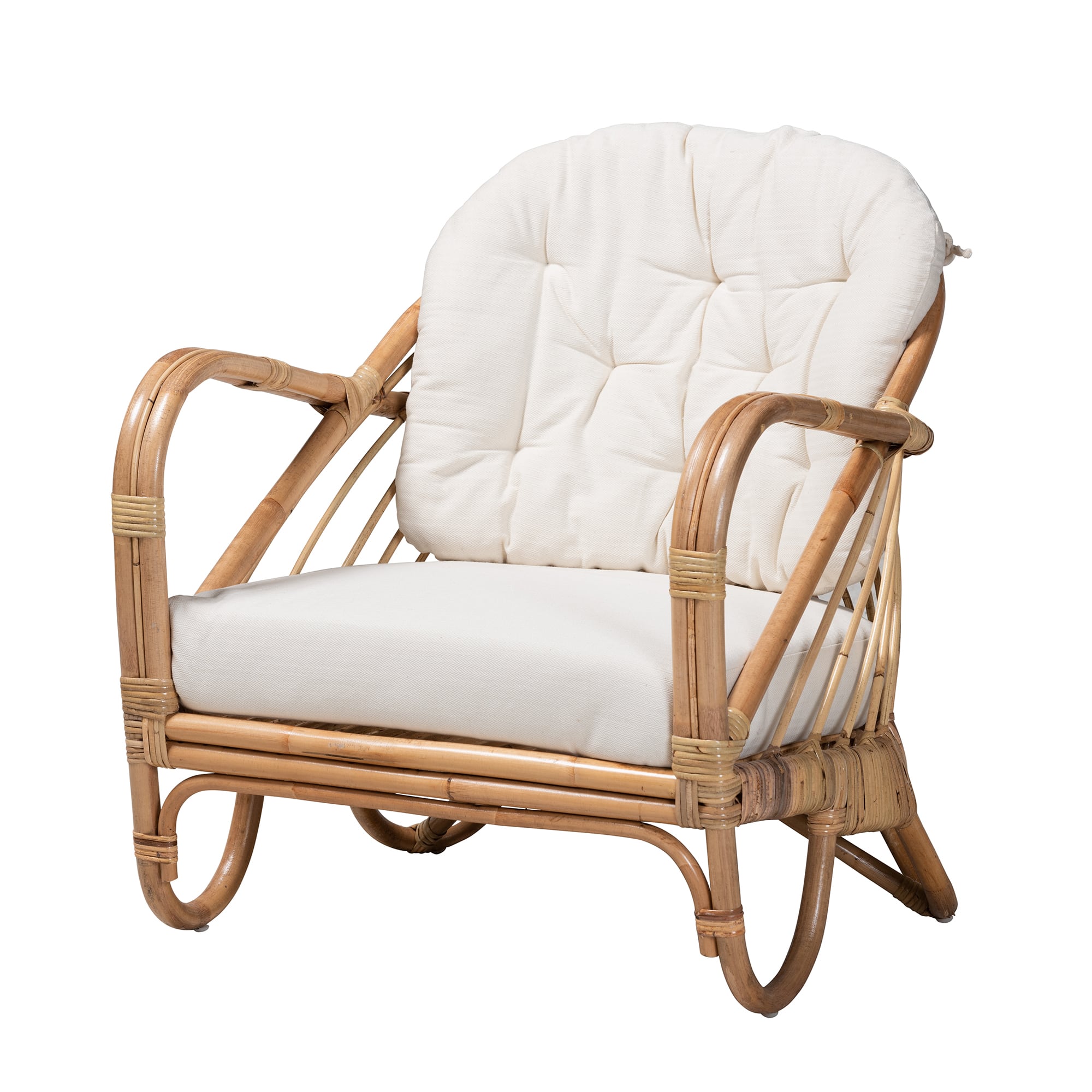 bali & pari - Aliane Modern Bohemian Antique Rattan Armchair - White/Natural Brown price history on PriceWatchPro