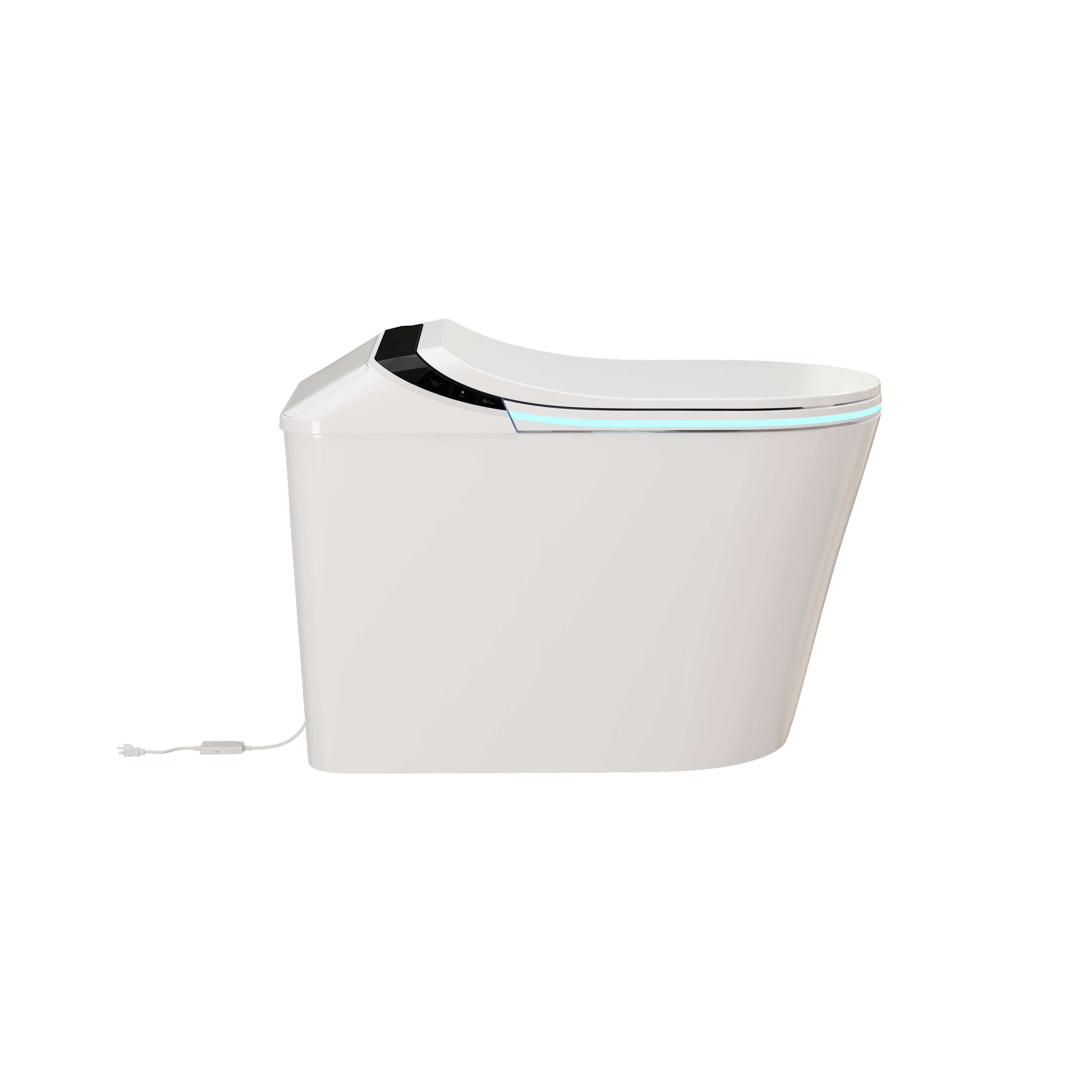 Angle. TOTTE - Smart Bidet Toilet, Auto Open/Close Lid, Heated Seat, Warm Air Dryer, Aromatherapy & UV Sterilization - White.
