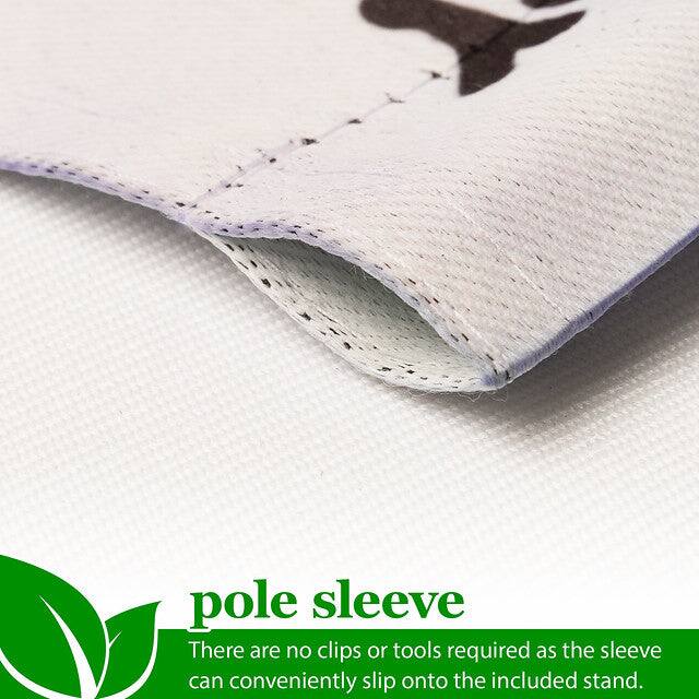 pole sleeve  
There are no clips or tools required as the sleeve can conveniently slip onto the included stand.