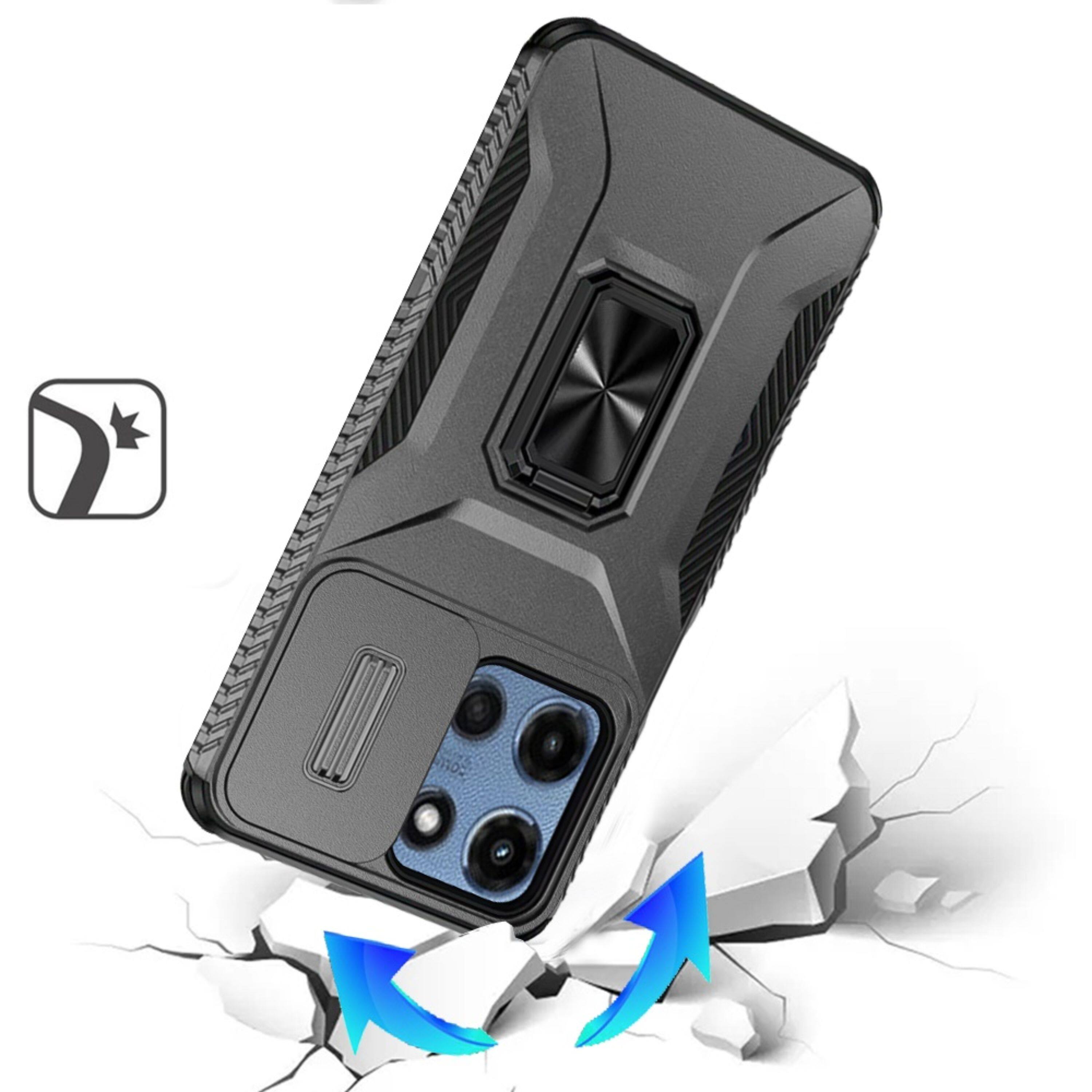 Left. Kitcheniva - Rugged Complete Protection Case With Tempered Glass For Moto G 2025/2026/G Play 2026 Grey - Grey.