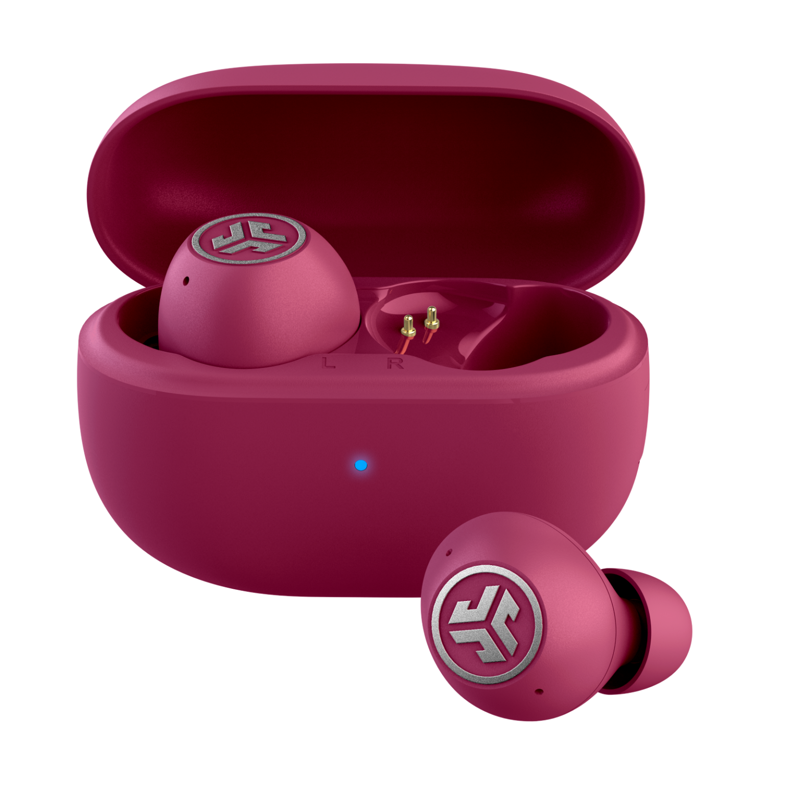 Front. JLab - Go Pop ANC True Wireless In-Ear Bluetooth Earbuds - Fuchsia.