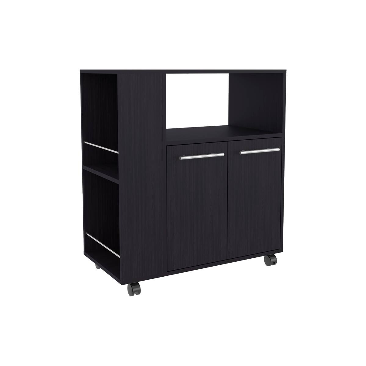 Angle. Loheer - Loheer Wenge Kitchen Cart with Microwave Shelf Small Rolling Kitchen Island 32.8" H - Wenge.