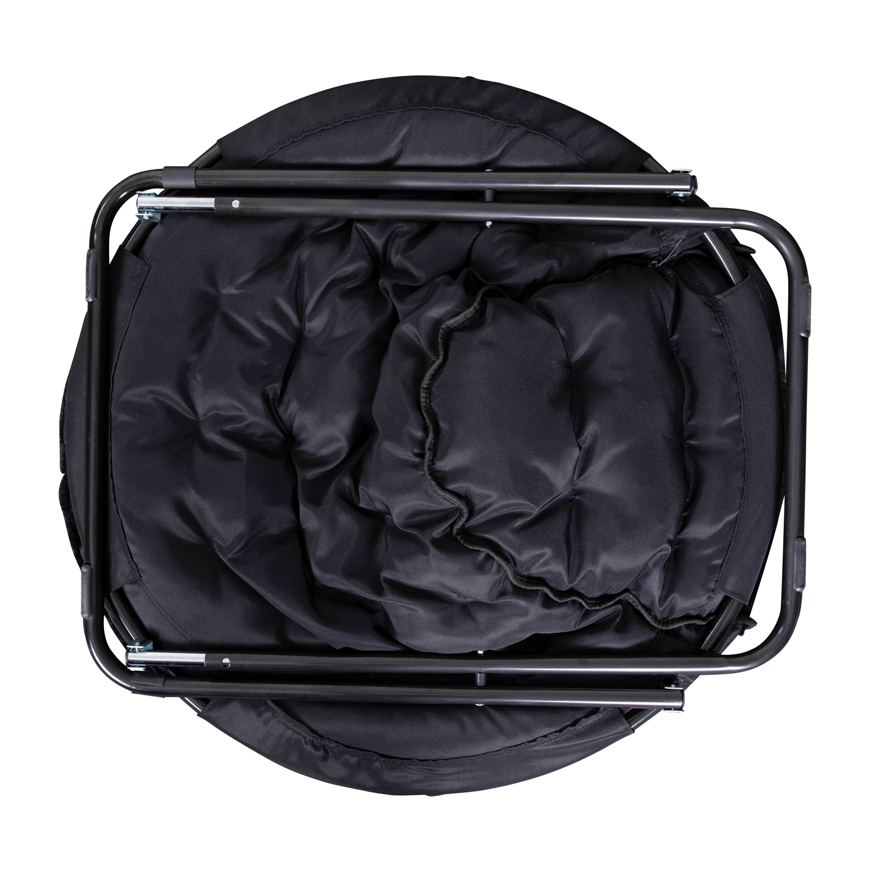 Alt View 10. Emma + Oliver - Ersa Oversize Folding Saucer Chair with Cozy Faux Fur Cushion and Metal Frame for Dorms, Bedrooms, Apartments and More - Black Faux Fur/Black Frame.