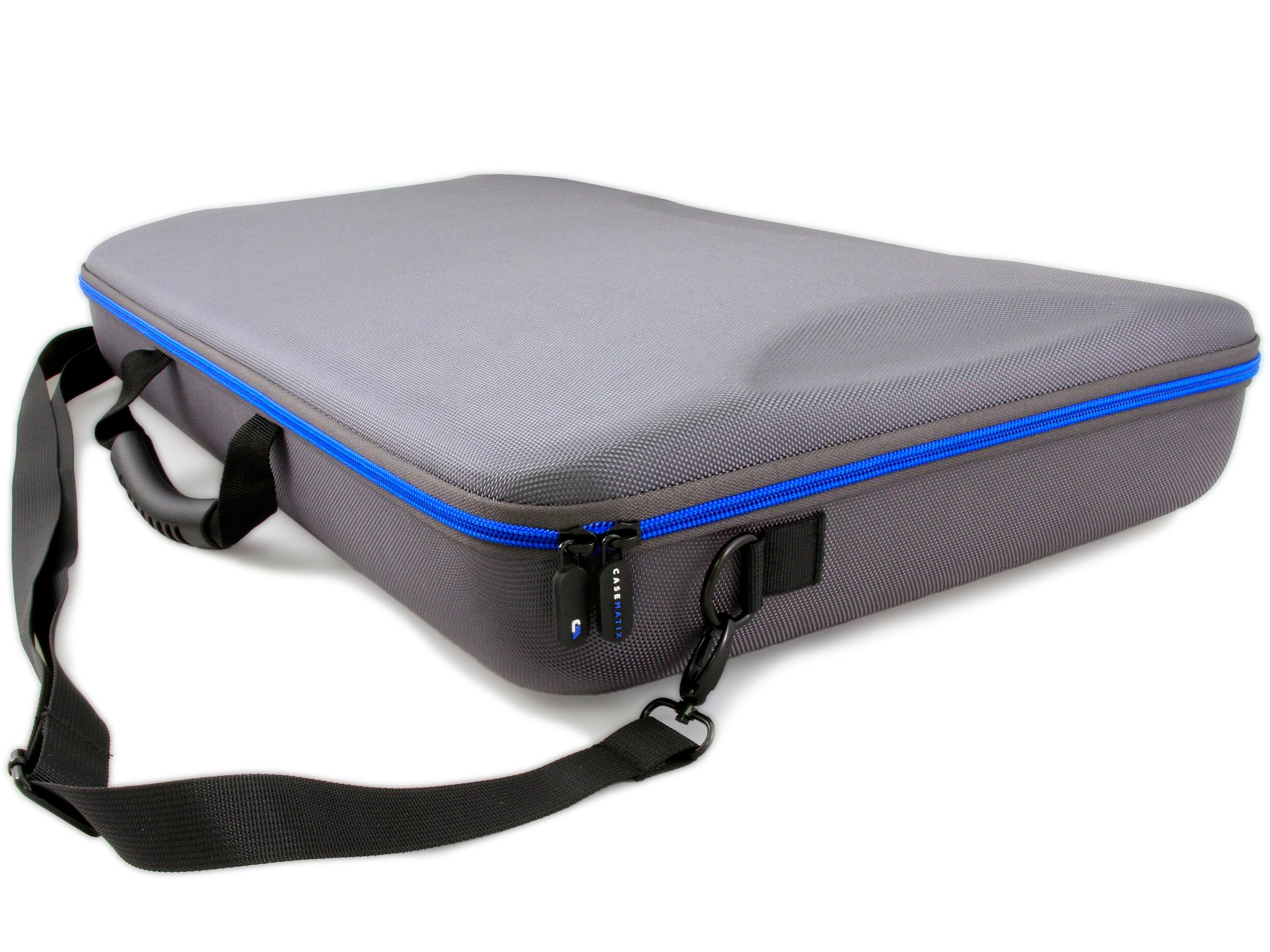 Angle. CASEMATIX - Portable Monitor Case for 15.6" to 24" Gaming Monitors or Laptop Portable Screens, Hard Shell Screen Cover with Foam - Gray.