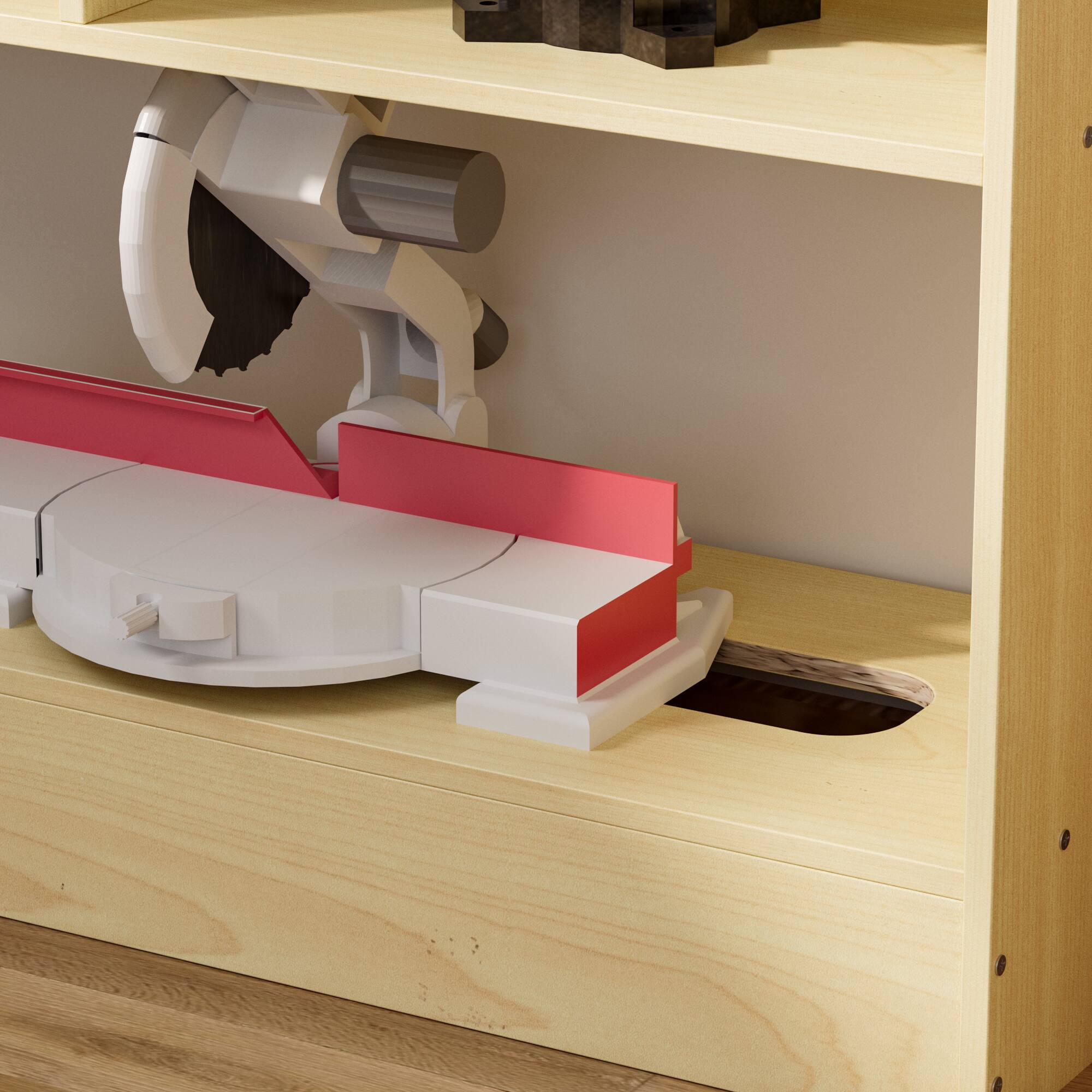 Alt View 8. Famapy - Garage Tool Storage Cabinet with Power Tool Organizer, 4-Tier Workshop Shelving for Circular Saw, Hand Tools & Parts - Wooden.