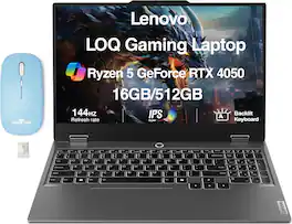 Lenovo - Upgraded - LOQ Laptop 15.6 FHD Display (Ryzen 5 7235HS, 16GB, 512GB SSD, Win 11 Pro) w/Dockztorm Wireless Mouse - Luna Grey