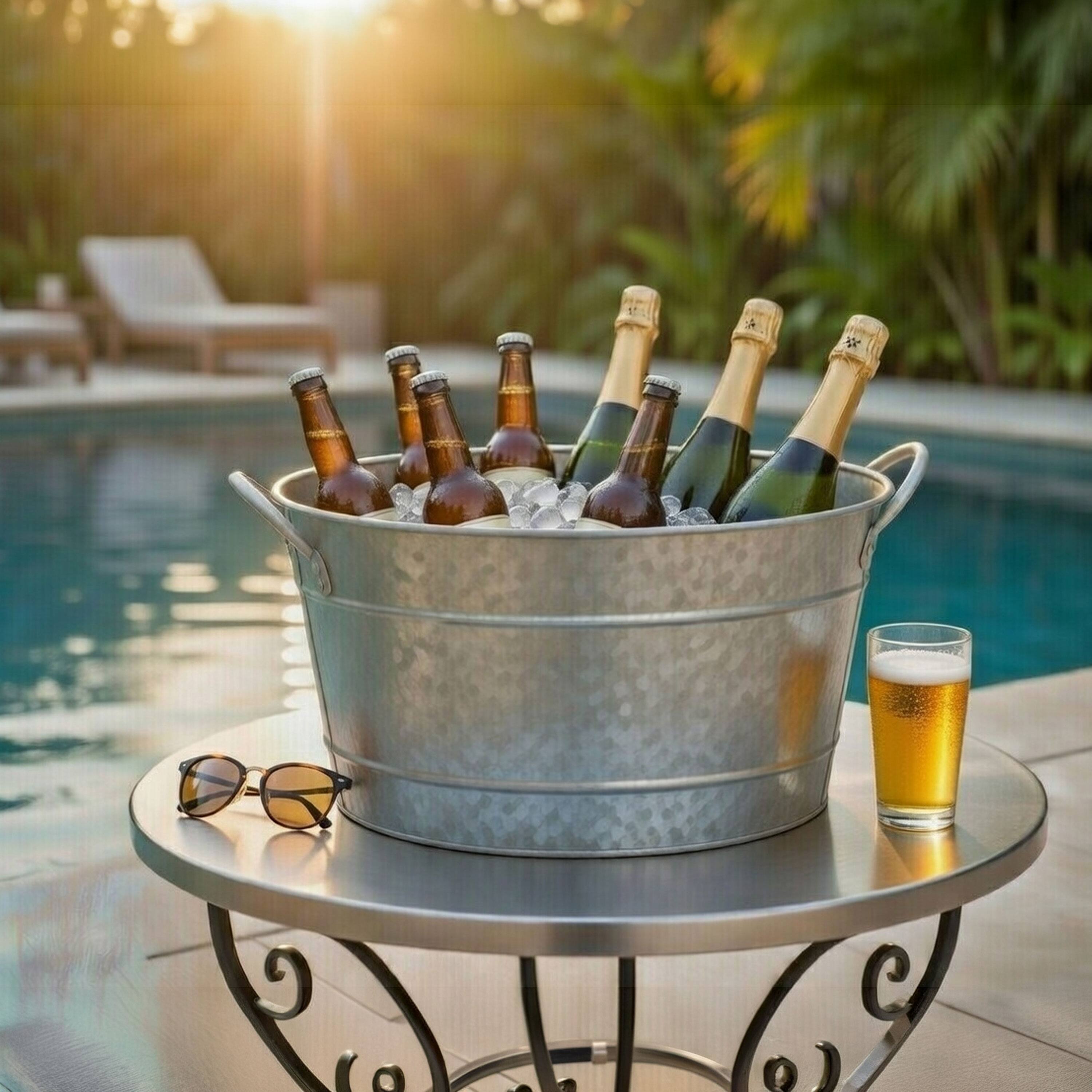 Alt View 6. Manhattan Lane - Lola 23 Inch Beverage Tub, 2 Handles - Gray.