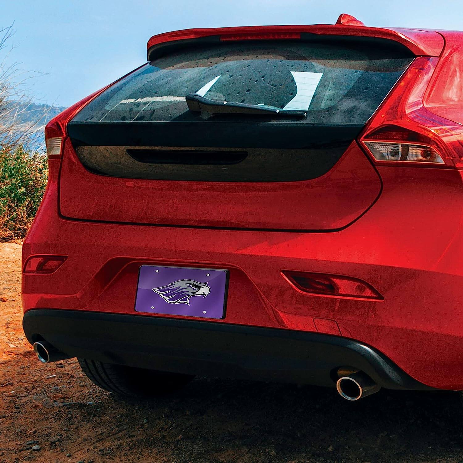 Alt View 2. Rico Industries - Wisconsin Whitewater Warhawks Purple Mirrored Laser Cut License Plate Laser Tag - Multi.