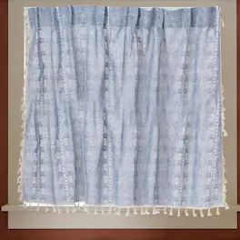 Unique Bargains - Curtain Valances, 37"x52" Semi Sheer w/Hook for Small Windows Living/Bed/Bath/Kitchen, Set of 1 Panel - Blue