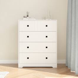 TinyHomie - Chest Of Drawer with 5 drawers white color farm door - Ancient White
