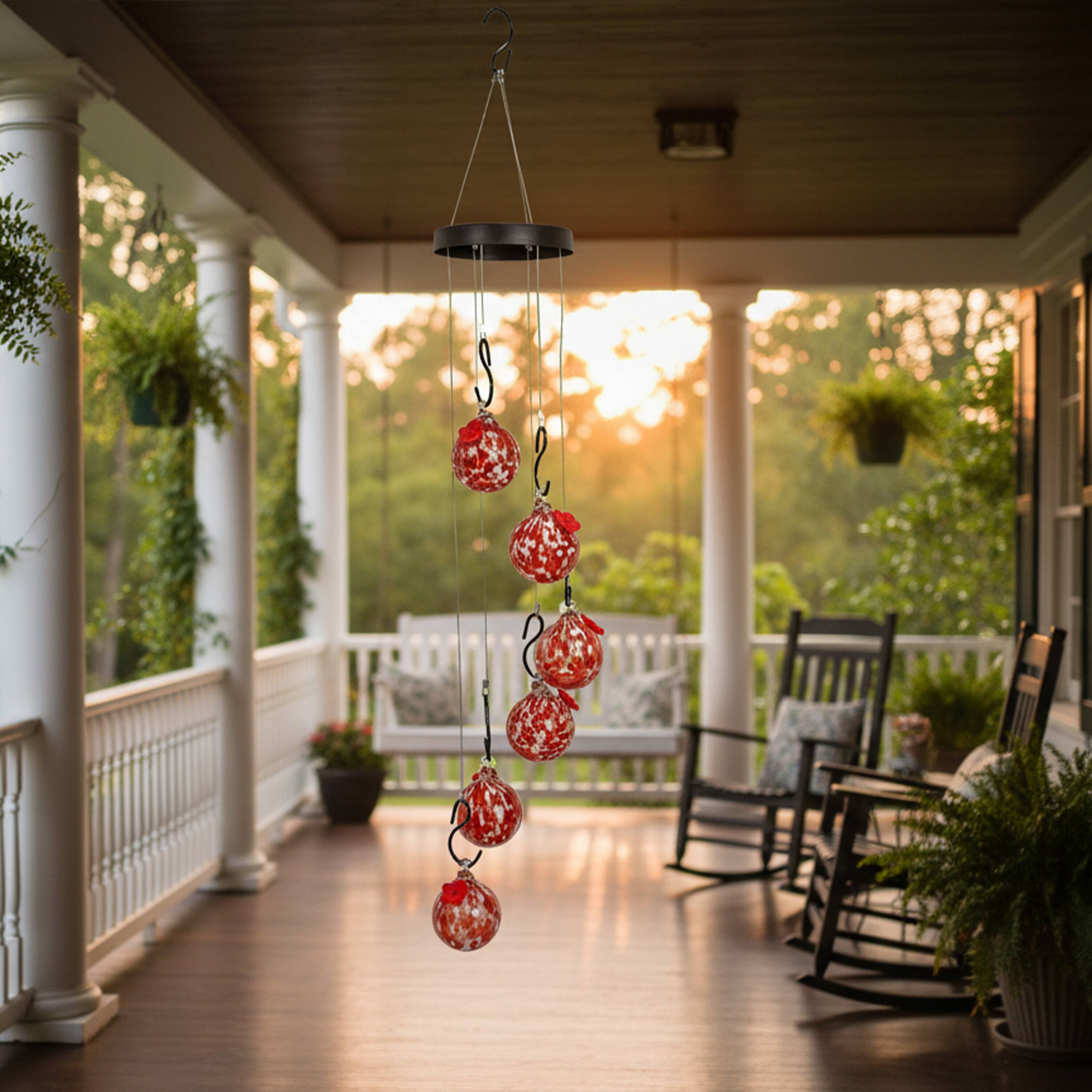 Alt View 8. Sunnydaze - Hand-Blown Glass Hummingbird Feeder Balls - Set of 6 - 30 Ounce - Red.