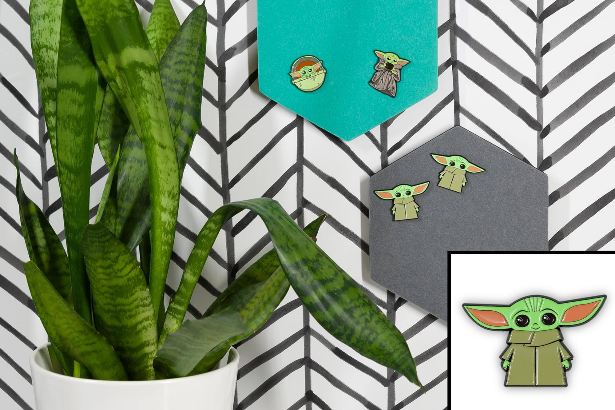 Alt View 3. SalesOne LLC - Star Wars Toynk Exclusive Enamel Pin Mandalorian Cartoon Child Baby Yoda Ears Up - Green.