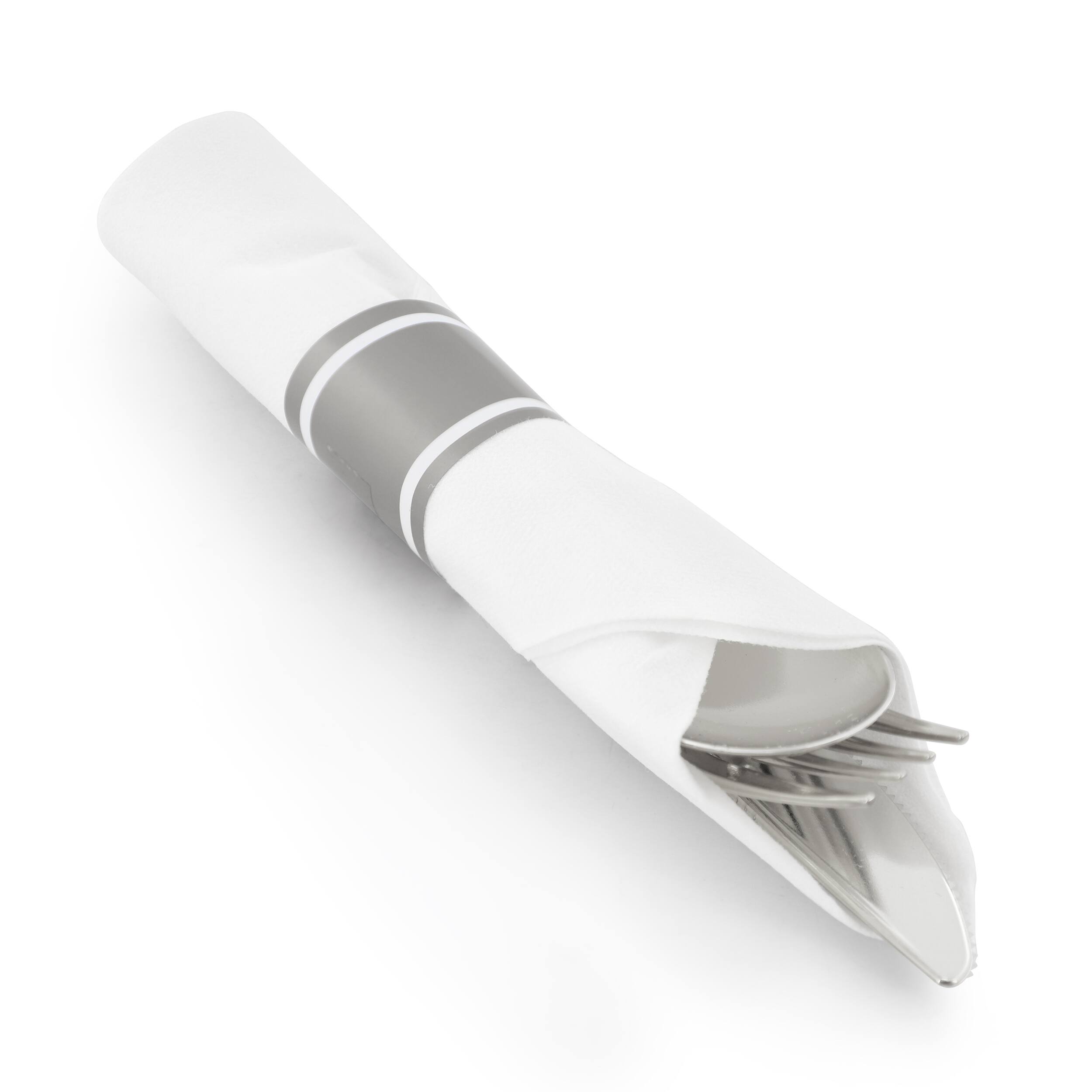 Alt View 4. Elama - Elama 350 Piece Disposable Plastic Dinnerware Party Set for 50 Guests in White with Silver Trim - White.