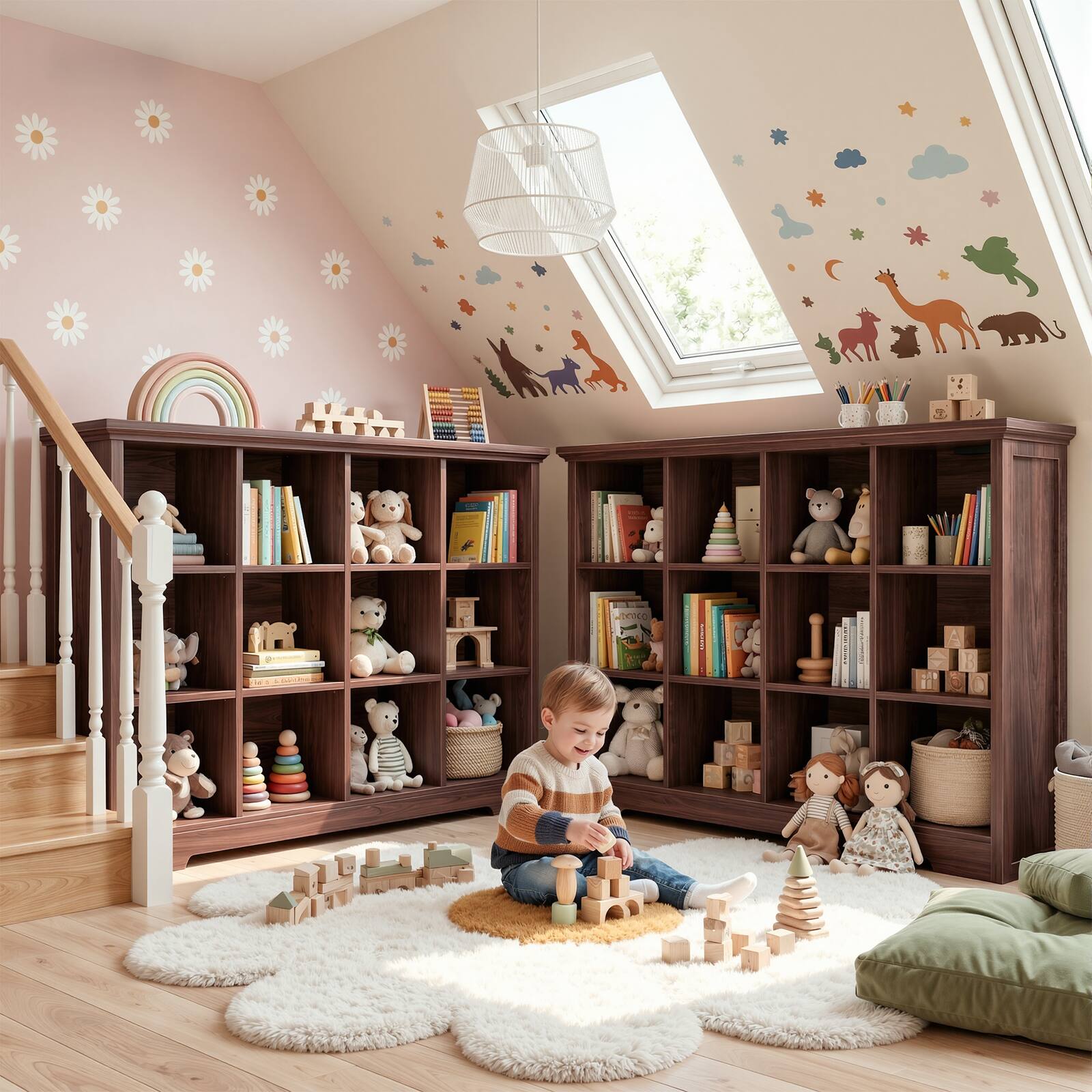 Alt View 2. Aheaplus - 12 Cube Organizer with Power Outlets, 3-Tier Cube Storage Cabinet for Living Room, Entryway - Walnut.