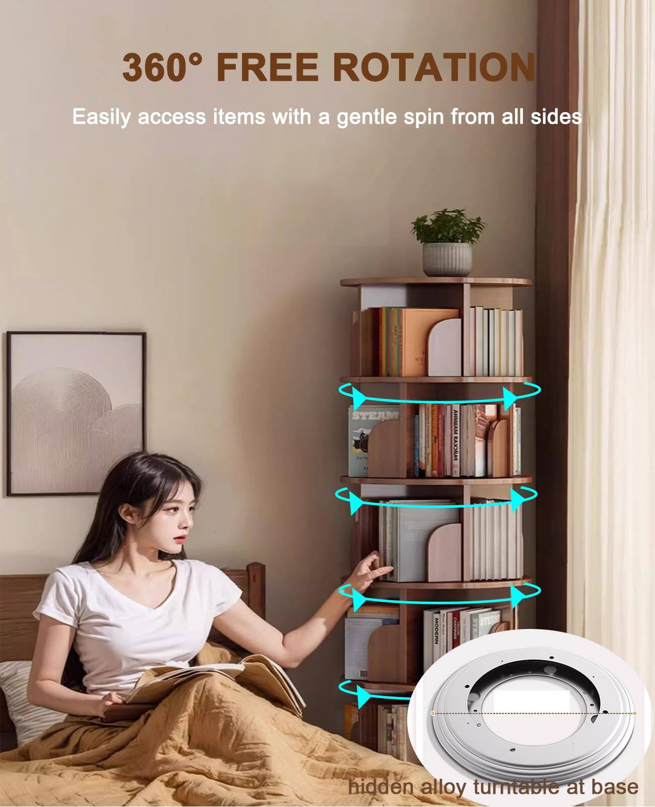 360° FREE ROTATION  
Easily access items with a gentle spin from all sides  

hidden alloy turntable at base