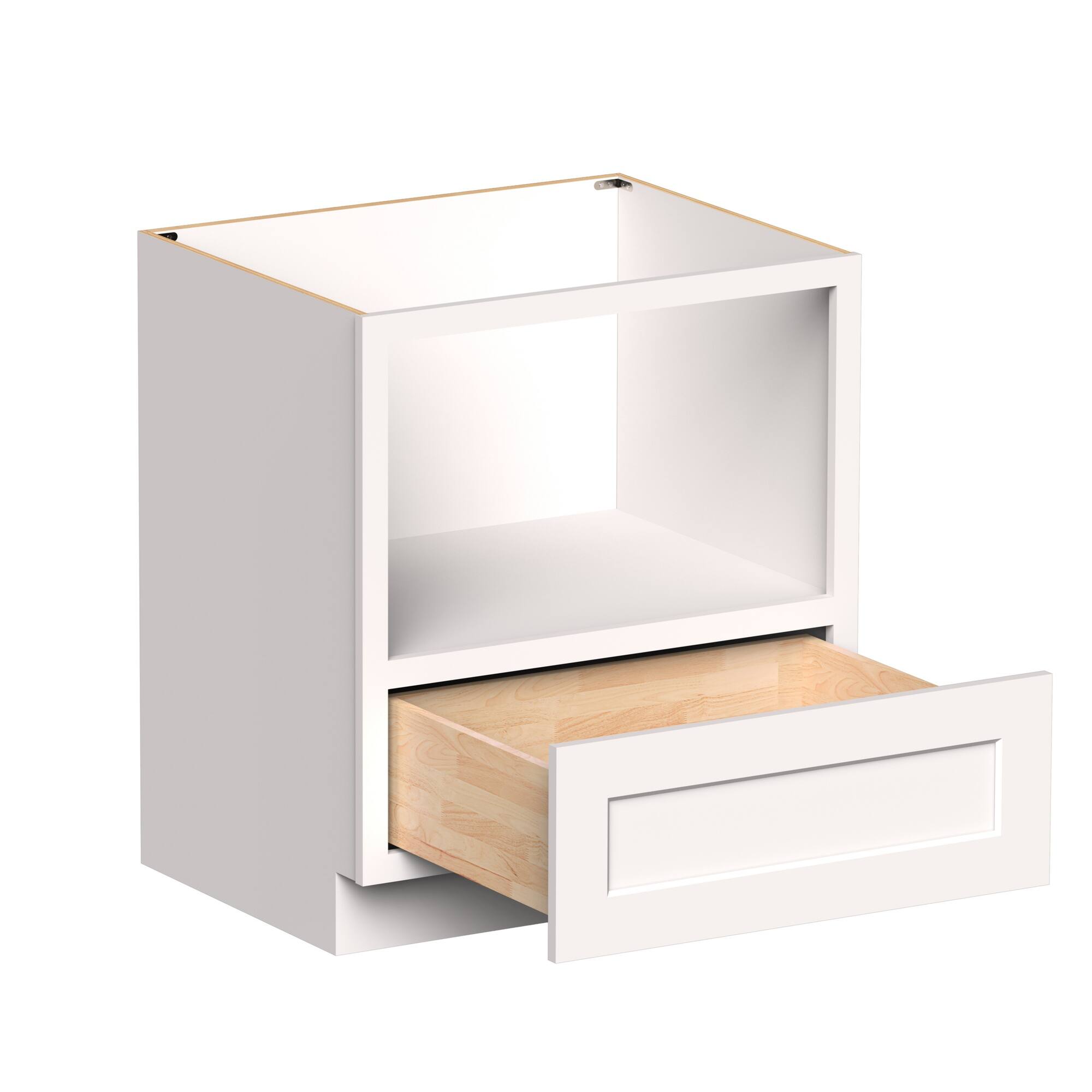 Angle. Boyel Living - 30-in W x 34.5-in H x 24-in D Shaker RTA Kitchen Base Microwave Cabinet with Soft-Close - White Shaker.