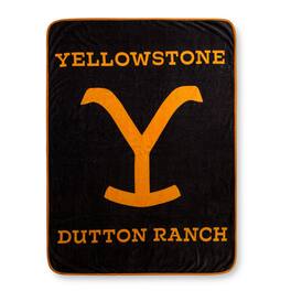 Silver Buffalo - Yellowstone Dutton Ranch Raschel Fleece Throw Blanket | 45 x 60 Inches - Black