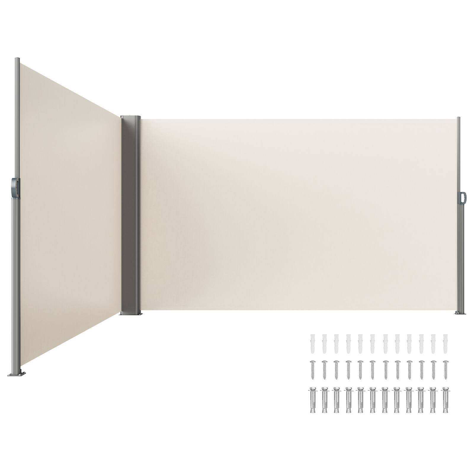 Front. VEVOR - Retractable Side Awning, 71''x 236'' Aluminum Outdoor Privacy Screen, 280g Polyester Waterproof Retractable Patio Screen - Beige.