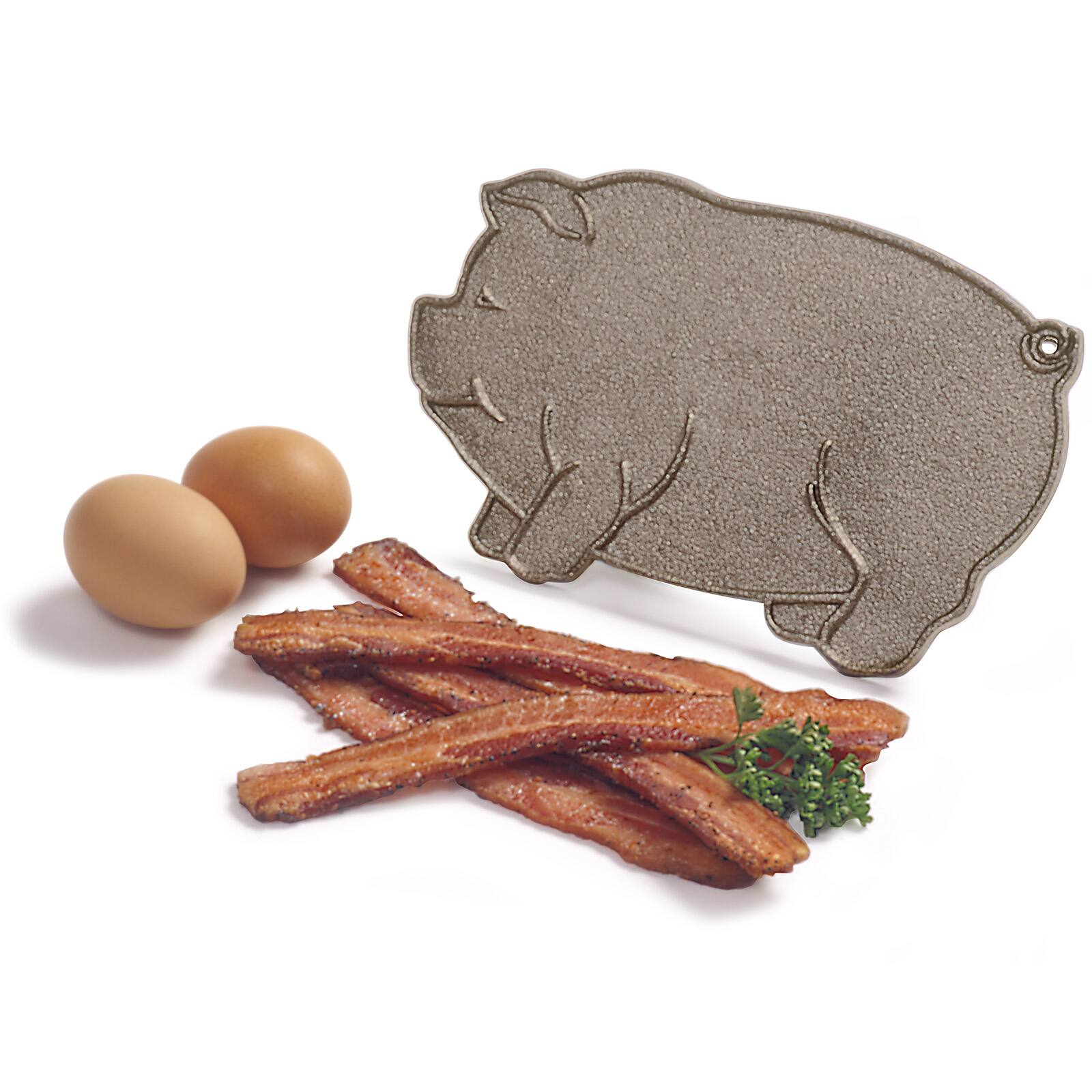 Alt View 5. Norpro - Cast Iron Pig Shaped Bacon and Grill Press with Wood Handle - Gray.