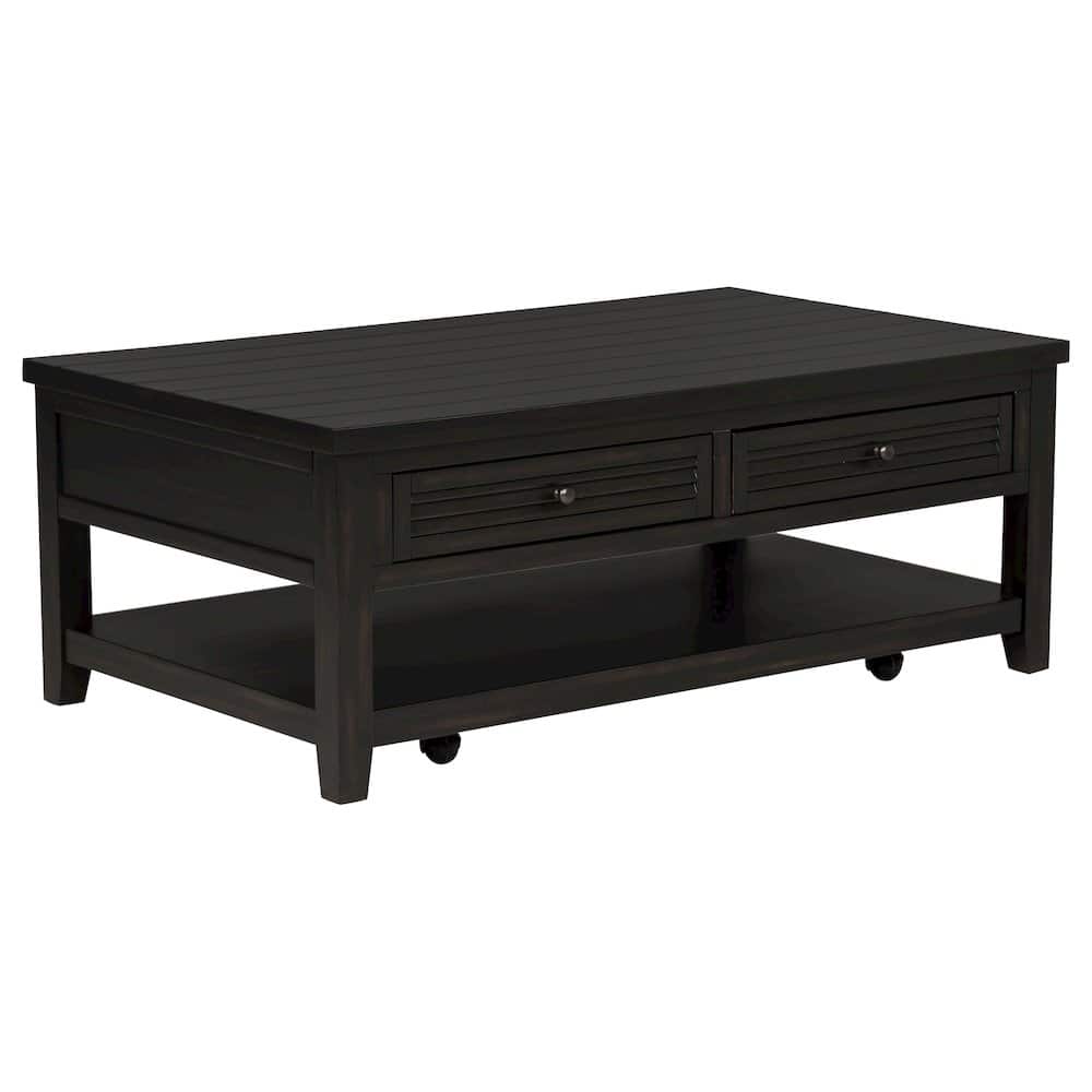 Coaster Co. of America - Concord 2-drawer Rectangular Coffee Table Distressed Java - Black