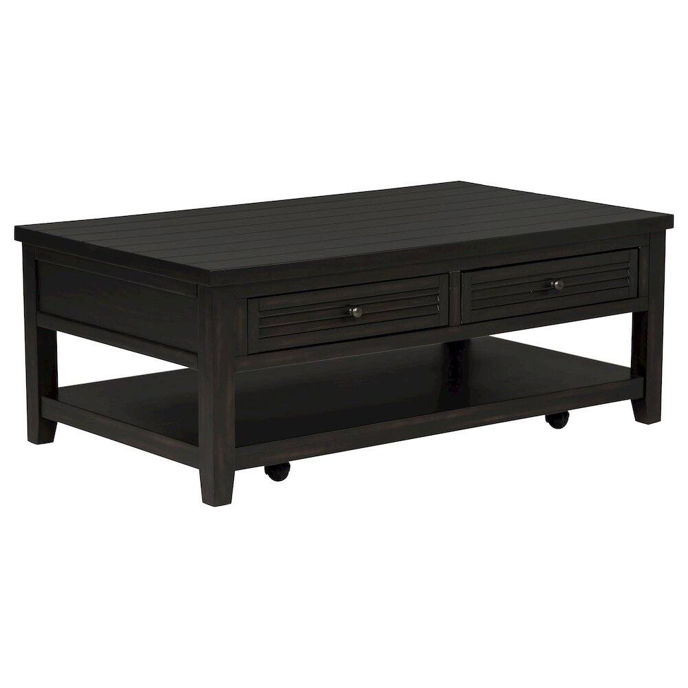 Front. Coaster Co. of America - Concord 2-drawer Rectangular Coffee Table Distressed Java - Black.