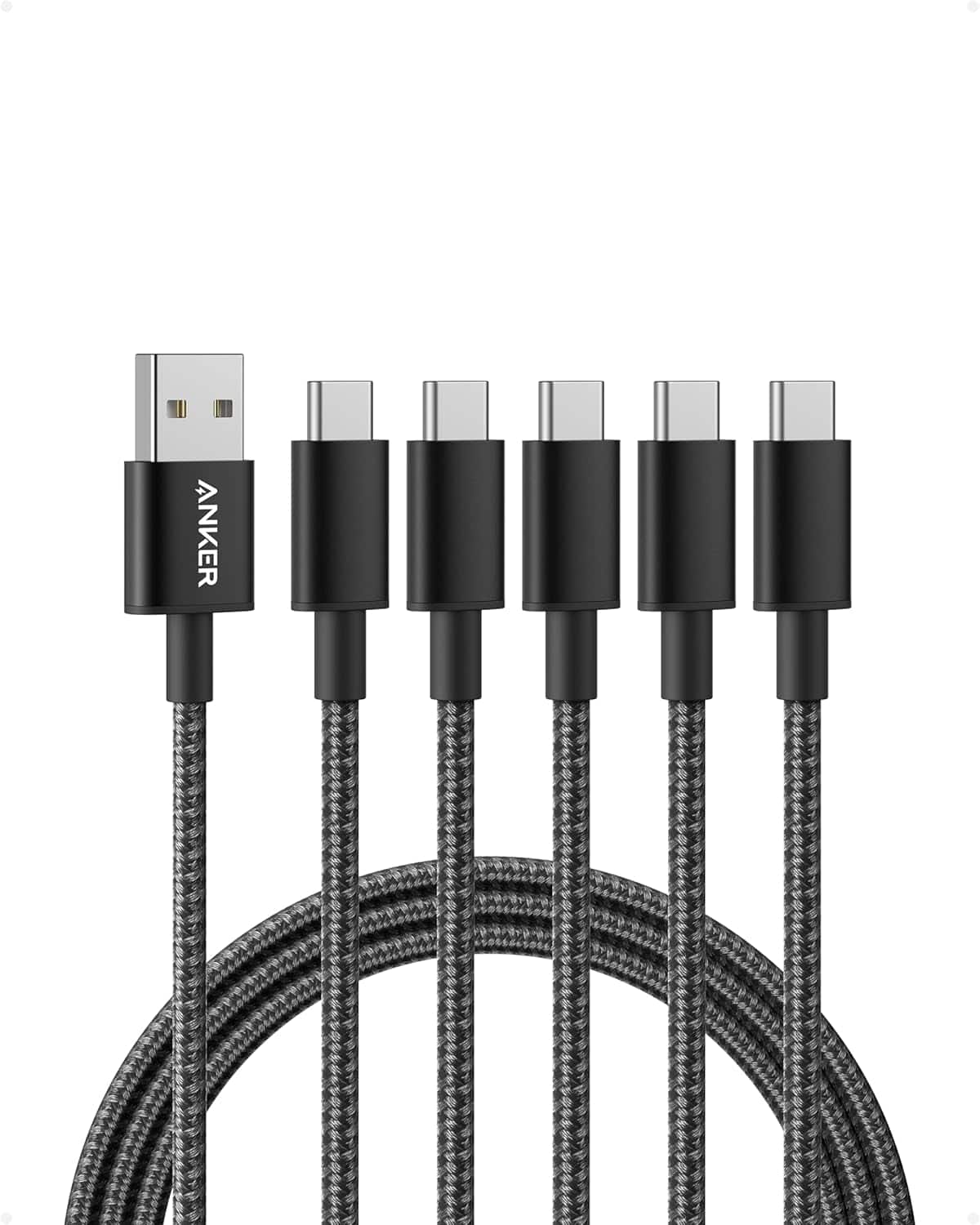 Anker - Cable [5 Pack, 6FT], USB A to USB C Cable - Black