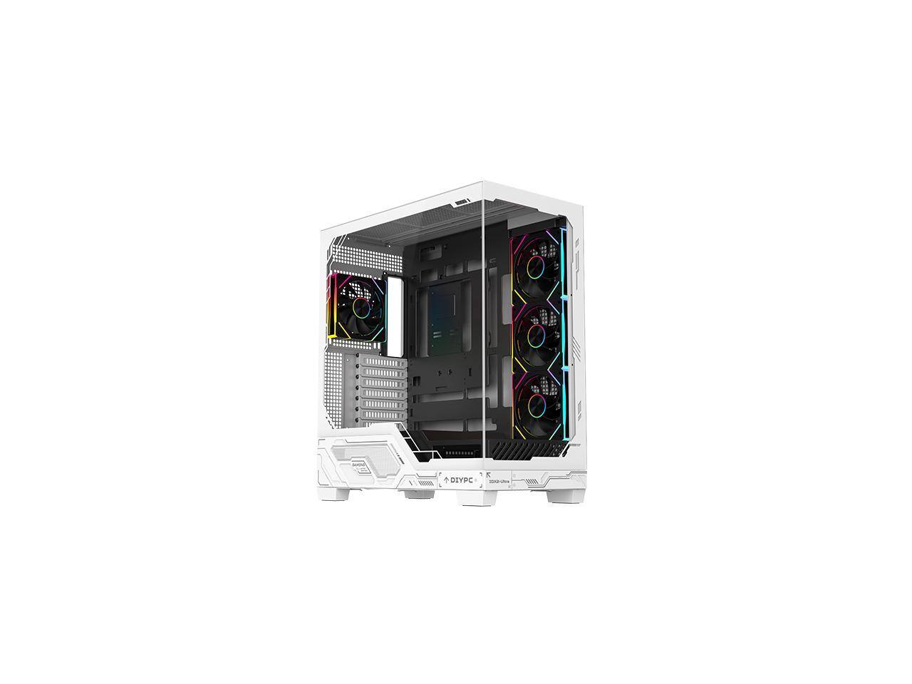 Alt View 9. DIYPC - DIYPC IDX2 Black ATX Gaming Case, Dual Tempered Glass, USB3.0/Type-C, 4x ARGB PWM Fans - Black.