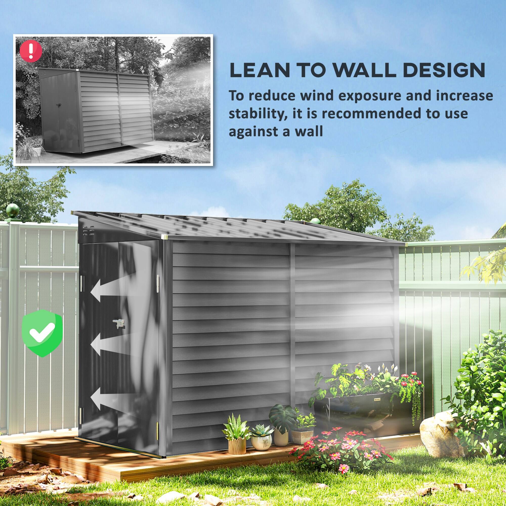 LEAN TO WALL DESIGN
To reduce wind exposure and increase stability, it is recommended to use against a wall